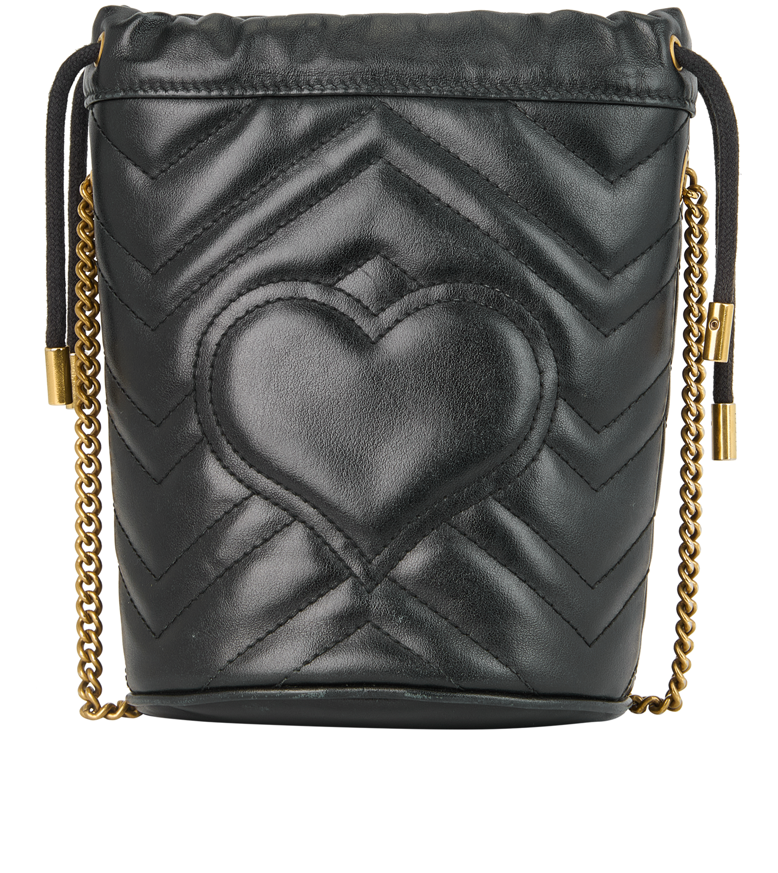 Small GG Marmont Bucket Bag, &pound;395, Handbags, Black, Leather, Back view